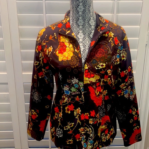 Chico's bohemian inspired Jacket with vibrates floral print. - Picture 6 of 8